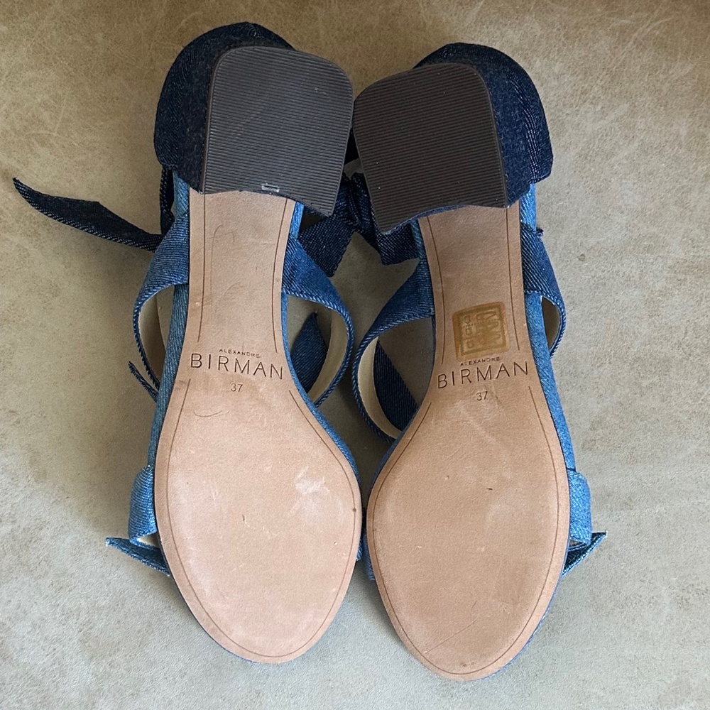 Alexandre Birman Mary Knotted Blue Denim Bow Sandals EU 37/US 7 Luxury Summer - Picture 7 of 10